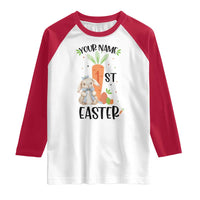 Personalized Easter Day Raglan Shirt Custom Text 1st Easter Cute Bunny Carrot
