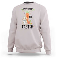 Personalized Easter Day Sweatshirt Custom Text 1st Easter Cute Bunny Carrot