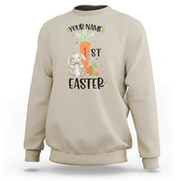 Personalized Easter Day Sweatshirt Custom Text 1st Easter Cute Bunny Carrot