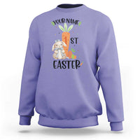 Personalized Easter Day Sweatshirt Custom Text 1st Easter Cute Bunny Carrot