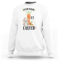 Personalized Easter Day Sweatshirt Custom Text 1st Easter Cute Bunny Carrot