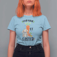 Personalized Easter Day T Shirt For Women Custom Text 1st Easter Cute Bunny Carrot