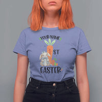 Personalized Easter Day T Shirt For Women Custom Text 1st Easter Cute Bunny Carrot