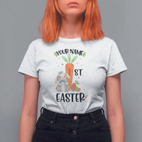Personalized Easter Day T Shirt For Women Custom Text 1st Easter Cute Bunny Carrot