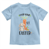 Personalized Easter Day Toddler T Shirt Custom Text 1st Easter Cute Bunny Carrot
