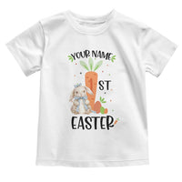 Personalized Easter Day Toddler T Shirt Custom Text 1st Easter Cute Bunny Carrot
