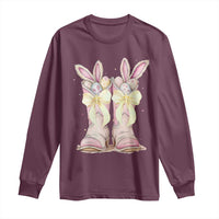 Funny Easter Day Cowgirl Egg Cowboy Boots Long Sleeve Shirt