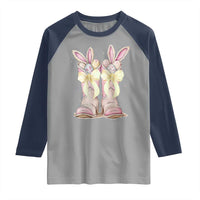 Funny Easter Day Cowgirl Egg Cowboy Boots Raglan Shirt