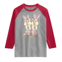Funny Easter Day Cowgirl Egg Cowboy Boots Raglan Shirt