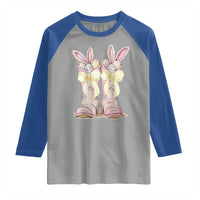 Funny Easter Day Cowgirl Egg Cowboy Boots Raglan Shirt