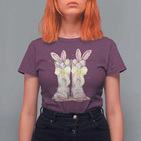 Funny Easter Day Cowgirl Egg Cowboy Boots T Shirt For Women