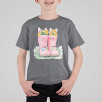 Funny Easter Day Gardening T Shirt For Kid Gardener Boots Bunny Ears Colorful Eggs