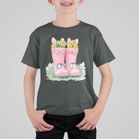 Funny Easter Day Gardening T Shirt For Kid Gardener Boots Bunny Ears Colorful Eggs