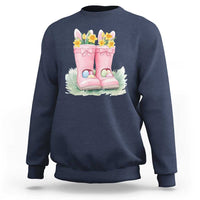 Funny Easter Day Gardening Sweatshirt Gardener Boots Bunny Ears Colorful Eggs