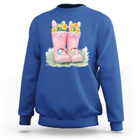 Funny Easter Day Gardening Sweatshirt Gardener Boots Bunny Ears Colorful Eggs