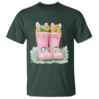 Funny Easter Day Gardening T Shirt Gardener Boots Bunny Ears Colorful Eggs