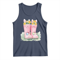 Funny Easter Day Gardening Tank Top Gardener Boots Bunny Ears Colorful Eggs
