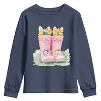 Funny Easter Day Gardening Youth Sweatshirt Gardener Boots Bunny Ears Colorful Eggs