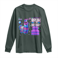 Funny Bruh It's My Birthday Long Sleeve Shirt Llama Pinata Gaming Bday