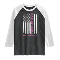 Funny Dad Of Girls Outnumbered Raglan Shirt Vintage American Flag Father's Day