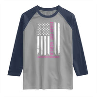 Funny Dad Of Girls Outnumbered Raglan Shirt Vintage American Flag Father's Day