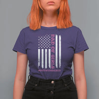 Funny Dad Of Girls Outnumbered T Shirt For Women Vintage American Flag Father's Day