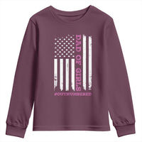 Funny Dad Of Girls Outnumbered Youth Sweatshirt Vintage American Flag Father's Day