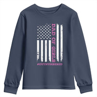 Funny Dad Of Girls Outnumbered Youth Sweatshirt Vintage American Flag Father's Day
