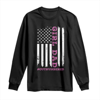 Funny Girl Dad Outnumbered Long Sleeve Shirt Vintage American Flag Father's Day