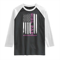 Funny Girl Dad Outnumbered Raglan Shirt Vintage American Flag Father's Day