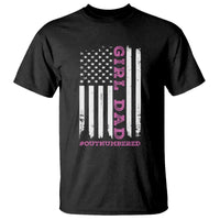 Funny Girl Dad Outnumbered T Shirt Vintage American Flag Father's Day
