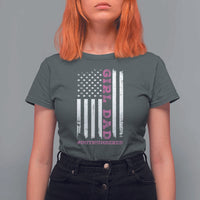 Funny Girl Dad Outnumbered T Shirt For Women Vintage American Flag Father's Day