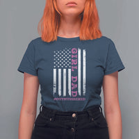 Funny Girl Dad Outnumbered T Shirt For Women Vintage American Flag Father's Day
