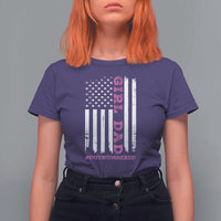 Funny Girl Dad Outnumbered T Shirt For Women Vintage American Flag Father's Day