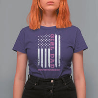 Funny Girl Dad Outnumbered T Shirt For Women Vintage American Flag Father's Day