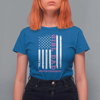 Funny Girl Dad Outnumbered T Shirt For Women Vintage American Flag Father's Day