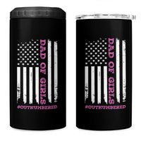 Funny Dad Of Girls Outnumbered 4 in 1 Can Cooler Tumbler Vintage American Flag Father's Day