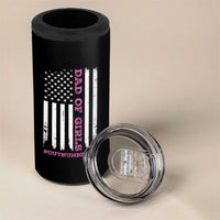Funny Dad Of Girls Outnumbered 4 in 1 Can Cooler Tumbler Vintage American Flag Father's Day