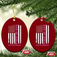 Funny Dad Of Girls Outnumbered Ceramic Ornament Vintage American Flag Father's Day