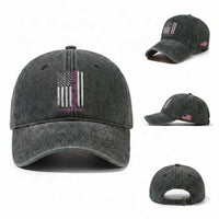 Funny Dad Of Girls Outnumbered Washed Cotton Baseball Cap Vintage American Flag Father's Day
