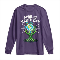 Happy Earth Day April 22 Long Sleeve Shirt Restore Earth Sea Turtle Tree Peace Sign