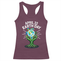 Happy Earth Day April 22 Racerback Tank Top Restore Earth Sea Turtle Tree Peace Sign