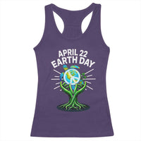 Happy Earth Day April 22 Racerback Tank Top Restore Earth Sea Turtle Tree Peace Sign