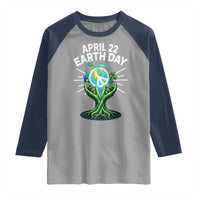 Happy Earth Day April 22 Raglan Shirt Restore Earth Sea Turtle Tree Peace Sign