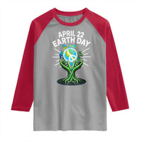 Happy Earth Day April 22 Raglan Shirt Restore Earth Sea Turtle Tree Peace Sign