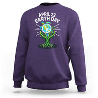 Happy Earth Day April 22 Sweatshirt Restore Earth Sea Turtle Tree Peace Sign