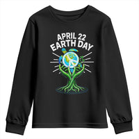 Happy Earth Day April 22 Youth Sweatshirt Restore Earth Sea Turtle Tree Peace Sign