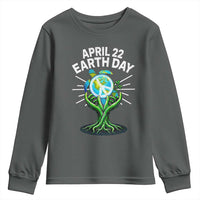 Happy Earth Day April 22 Youth Sweatshirt Restore Earth Sea Turtle Tree Peace Sign