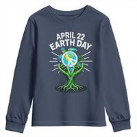 Happy Earth Day April 22 Youth Sweatshirt Restore Earth Sea Turtle Tree Peace Sign