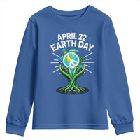 Happy Earth Day April 22 Youth Sweatshirt Restore Earth Sea Turtle Tree Peace Sign